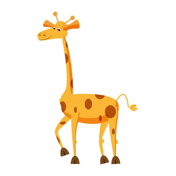 Girafe mignonne, animal, tendance, style dessin animé, vecteur, illustration, isolé sur fond blanc — Image vectorielle