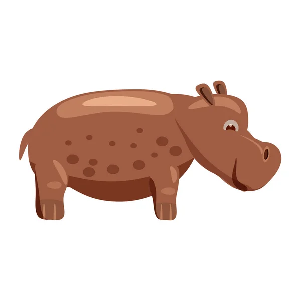 Hippopotame mignon, monstre, hippopotame, animal, tendance, style dessin animé, vecteur, illustration, isolé sur fond blanc — Image vectorielle