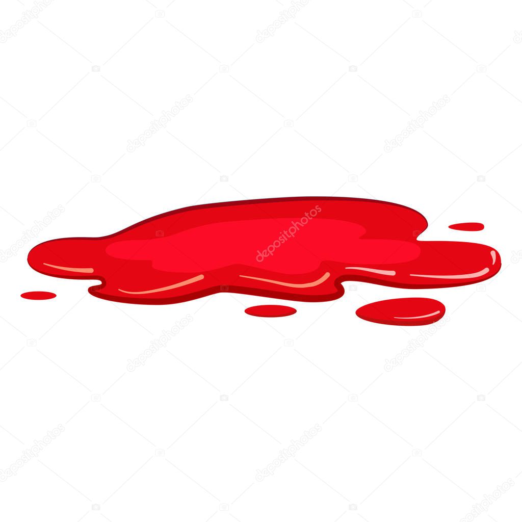 Puddle blood liquid, pool plash vector, cartoon style, isolated, illustration, on a white background