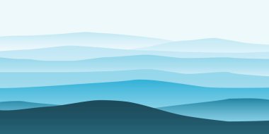 Dağ manzarası minimalist. Kayalar tepeler kum ufuk uzay paralaks panorama. Yalnızlık yalnızlık. Vektör illüstrasyon izole.