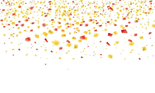 Caindo confete de ouro voador e ouropel da chuva dourada superior. Num fundo branco. Jackpot ou conceito de sucesso. Ilustração vetorial isolada —  Vetores de Stock