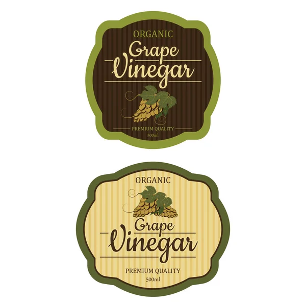 Set de diseño de marco de etiqueta de vinagre vintage de uva para pegatinas y otros diseños, pancartas. Vector aislado diseño listo — Archivo Imágenes Vectoriales