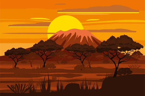 African Mountain idealistic landscape — Stock Vector © Oksana #32235491