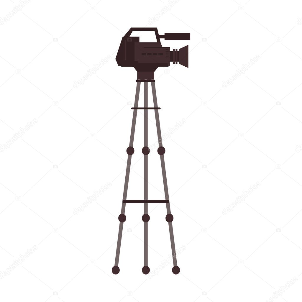 Video camera movie camera on tripod icon