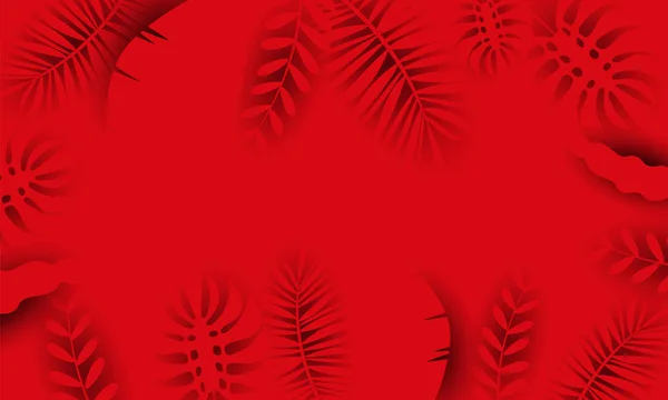 Plantilla de pancarta de estilo de corte de papel de verano con fondo de flores de hojas tropicales, pancarta de diseño floral exótico de color, volante, invitación, póster. Ilustración vectorial — Vector de stock