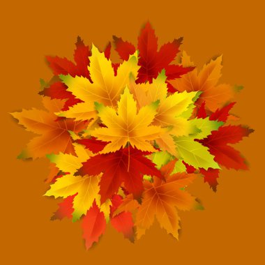 Sonbahar Arka Plan Şablonu, yaprakları, alışveriş indirimi promosyon, Kartpostal ve Davet kartı için mevsimlik poster düşen demet ile. Vektör illüstrasyon Fişi, Banner, Flyer