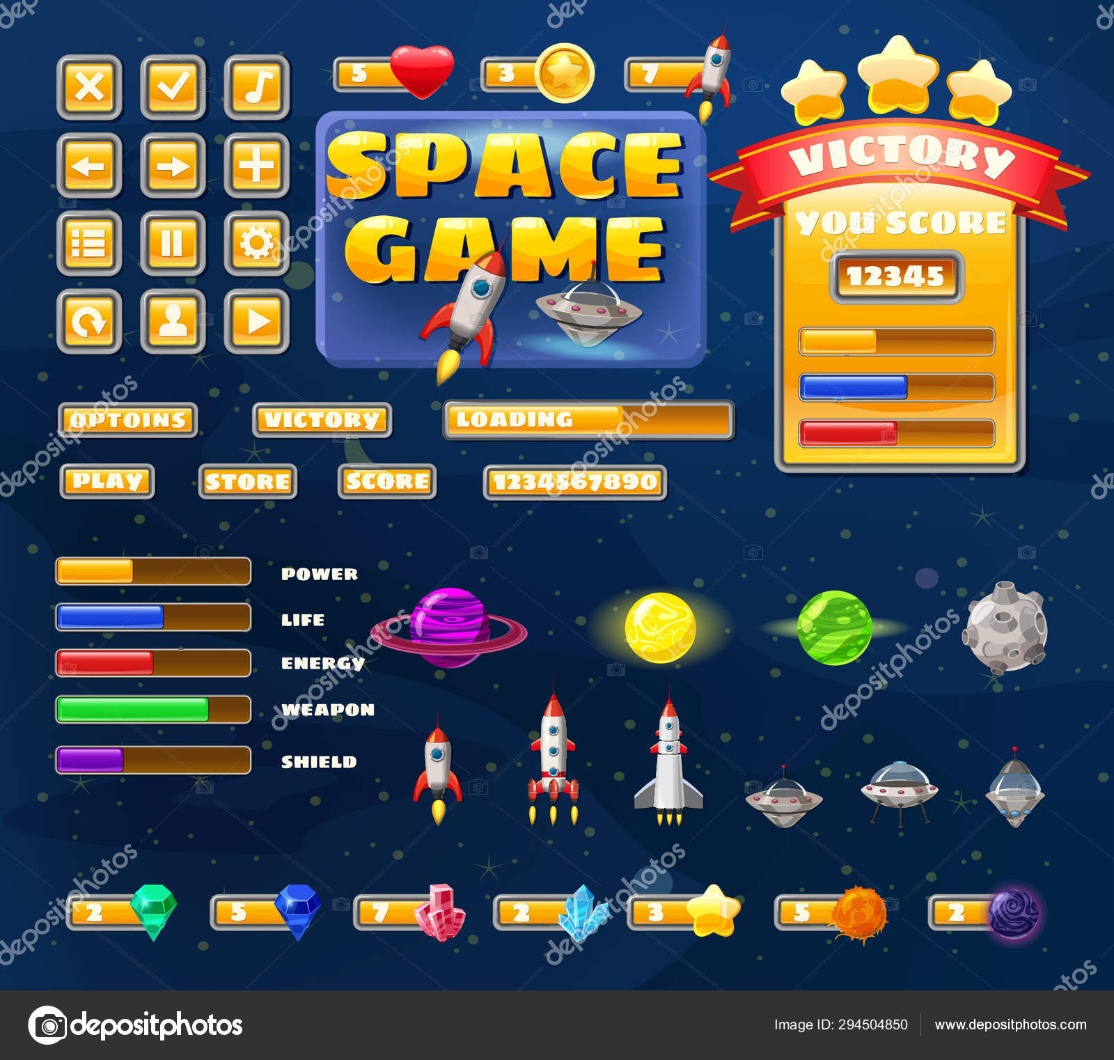 Racing Game UI Pack, 2D Icons