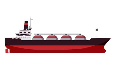 Gaz tankeri Lng taşıyıcı doğal gaz. Taşıyıcı gemi. Vektör illüstrasyon izole karikatür düz tasarım