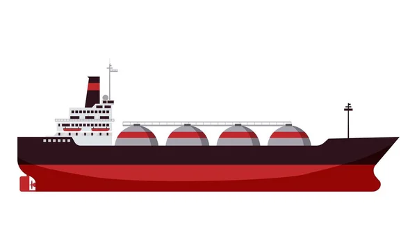 Navio-tanque de gás gás natural transportador de GNL. Navio porta-aviões. Ilustração vetorial desenho animado isolado design plano — Vetor de Stock