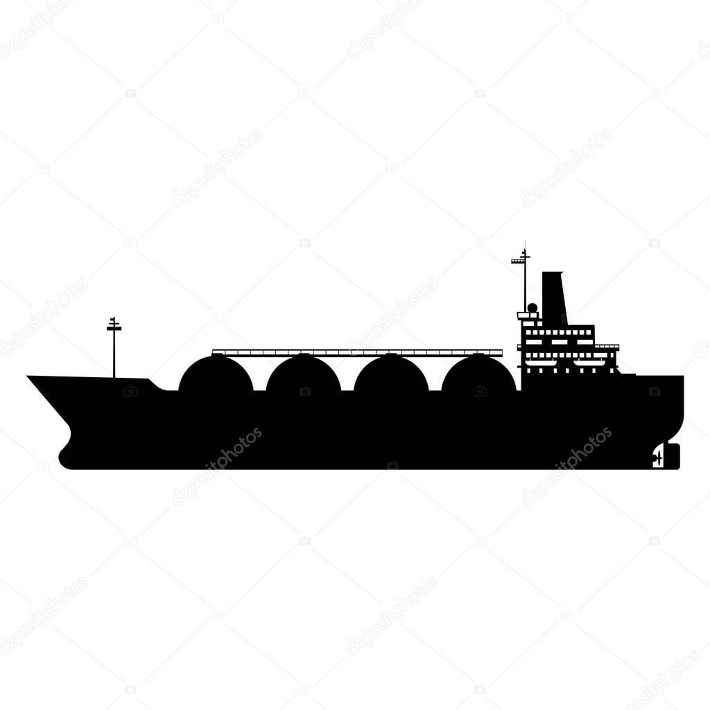 Icon Gas tanker LNG carrier natural gas. Carrier ship. Vector illustration isolated flat design