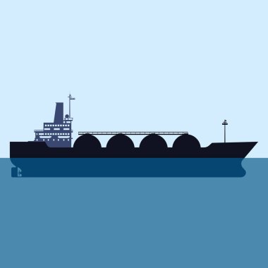 Gaz tankeri Lng taşıyıcı doğal gaz. Taşıyıcı gemi. Vektör illüstrasyon izole düz tasarım