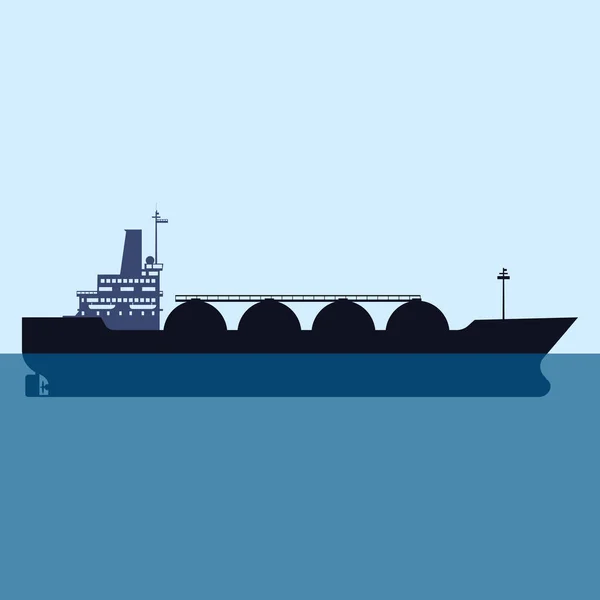 Navio-tanque de gás gás natural transportador de GNL. Navio porta-aviões. Ilustração vetorial design plano isolado — Vetor de Stock