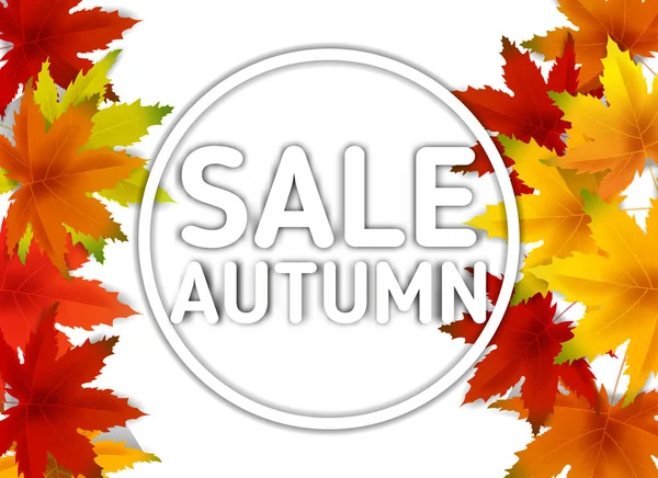 Satış Sonbahar Arka Plan Şablonu, yaprakları, alışveriş indirimi promosyon, Kartpostal ve Davet kartı için mevsimlik poster düşen demet ile. Vektör illüstrasyon Fişi, Banner