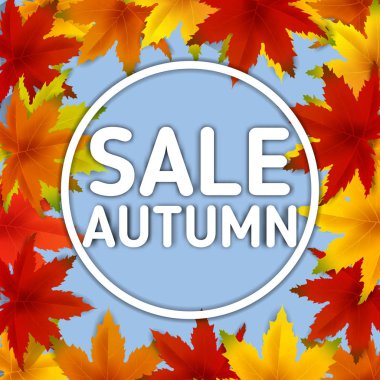 Satış Sonbahar Arka Plan Şablonu, yaprakları, alışveriş indirimi promosyon, Kartpostal ve Davet kartı için mevsimlik poster düşen demet ile. Vektör illüstrasyon Fişi, Banner