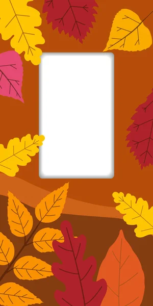 Autumn template background of autumn fallen leaves orange yellow foliage. Social media stories banners. Template for event invitation, product catalog, advertising. Vector isoalted trendy flat style — Stock Vector