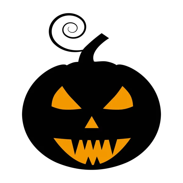 Abóbora plana único ícone. Halloween símbolo de abóbora de medo e perigo. Preto elemento decorativo assustador. Ilustração vetorial isolada sobre fundo branco — Vetor de Stock