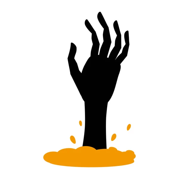 Beängstigend Zombie Hand flache Single-Ikone. Halloween symbolisiert Angst und Gefahr. schwarze gruselige Dekoration. Vektor-Illustration isoliert auf weißem Hintergrund — Stockvektor