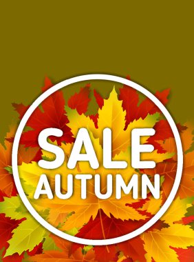 Özel Teklif Sonbahar Satış Arka Plan Şablonu, yaprakları, alışveriş indirimi promosyon, Kartpostal ve Davet kartı için mevsimlik poster düşen demet ile. Vektör illüstrasyon Fişi