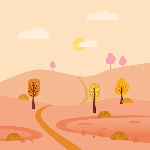 Otoño paisaje mes de septiembre. Banner de temporada para páginas de calendario cubierta cartel de baner. Estilo de moda mínima vector aislado — Vector de stock