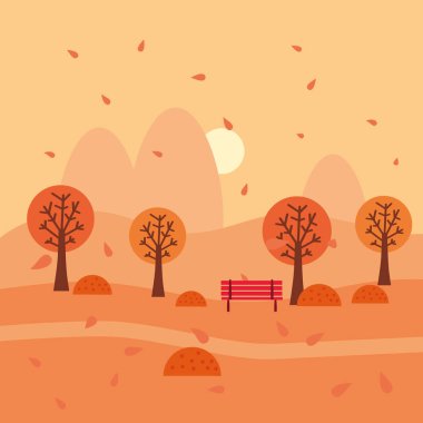 Ekim ayında sonbahar manzarası. Takvim sayfaları için sezonluk afiş afişi. Asgari trend biçimi izole vektör