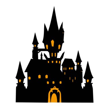 Kale Halloween düz tek simge. Korku ve tehlikecadılar bayramı sembolü. Siyah ürkütücü dekoratif unsur. Beyaz arka planda yalıtılmış vektör çizimi
