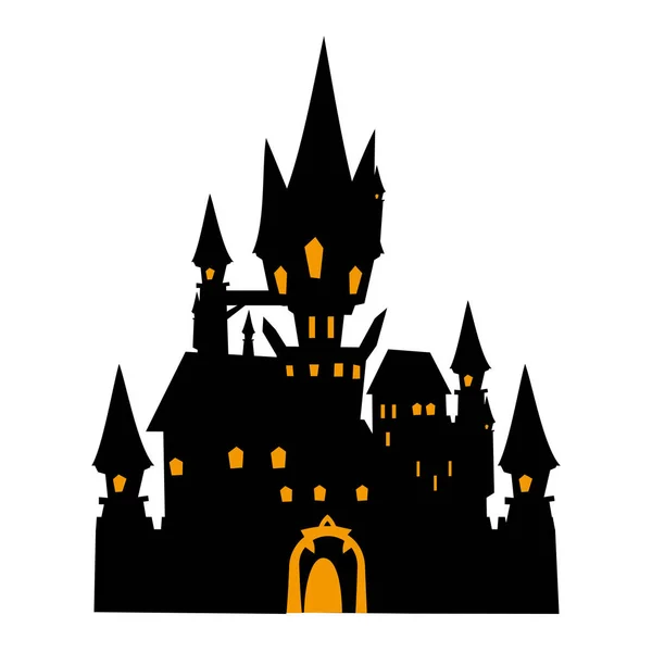 Castle Halloween lakás egyetlen ikont. Halloween szimbóluma a félelem és a veszély. Fekete kísérteties díszítőelem. Vektoros illusztráció izolált fehér háttér — Stock Vector