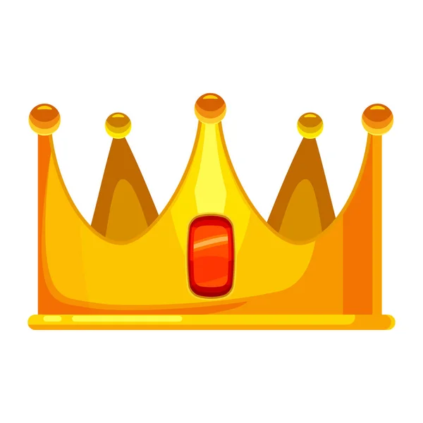 Золотая корона королевские украшения символ королевы и принцессы с драгоценными камнями бриллиантов. Векторный изолированный стиль мультфильма — стоковый вектор