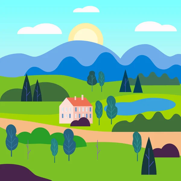 Paisaje de primavera mayo mes. Banner de temporada para páginas de calendario cubierta cartel de baner. Estilo de moda mínima vector aislado — Vector de stock