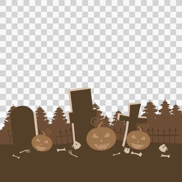 Шаблон с Хэллоуином, Cemetery Pumpkins Bats Spooky, Vector Illustration Banner Isolated — стоковый вектор