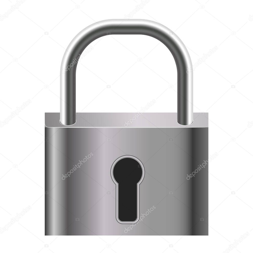 Lock closed metal. Steel lock for protection privacy, blocking, security