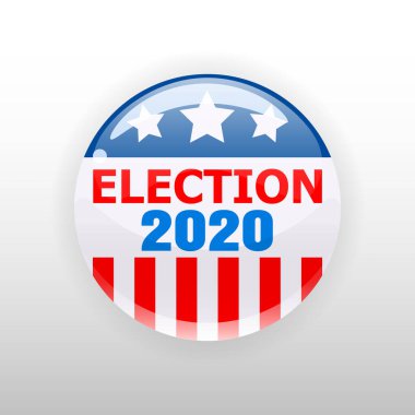 Seçim 2020 Amerika Birleşik Devletleri 'ne oy verin. Düğme seçimi, rozet. Vektör çizimi izole edildi