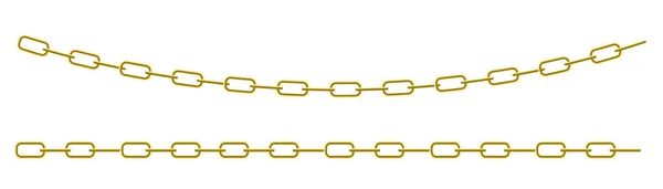 Kette Goldkette Glieder Schmuck. Dekoration gerade gebogenes Element. Vektor-Illustration isoliert auf weißem Hintergrund — Stockvektor