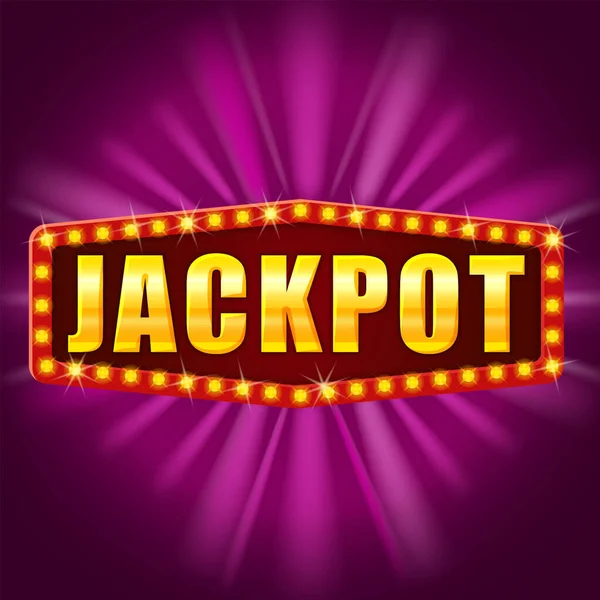 Jackpot Winner banner luminoso segno retrò illuminato da riflettori vettoriale — Vettoriale Stock