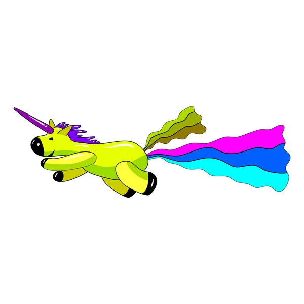 Unicorn smiling pooping a rainbow, fantasy cute character beast multicolored shit turd. Vector illustration isolated cartoon style — Stockový vektor