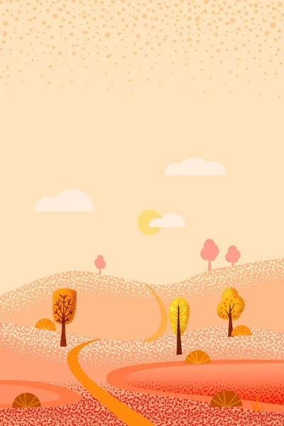 Otoño paisaje mes de septiembre. Banner de temporada para páginas de calendario cubierta cartel de baner. Estilo de moda mínima vector aislado — Archivo Imágenes Vectoriales