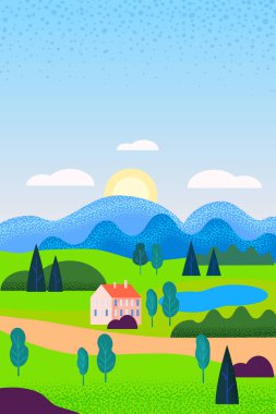 Bahar manzarası bir ay sürebilir. Takvim sayfaları için sezonluk afiş afişi. Asgari trend biçimi izole vektör