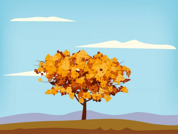 Herbst Landschaft Landschaft Baum orange gelbes Laub, See, Park, Naturhorizont. Vektorabbildung isoliert — Stockvektor