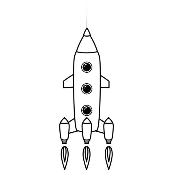 Roket uzay gemisi ikon hattı. Vektör çizimi izole edildi — Stok Vektör