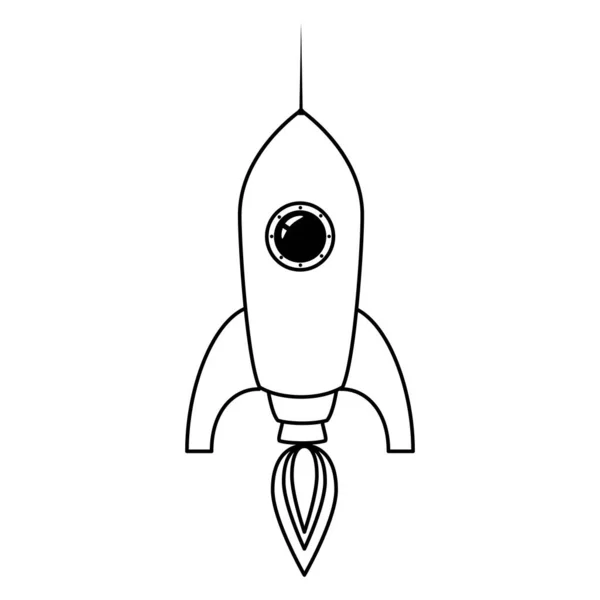 Linha de ícones retro da nave espacial foguete. Ilustração vetorial isolada —  Vetores de Stock