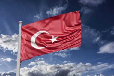 Türk bayrakları rüzgarda çırpınan