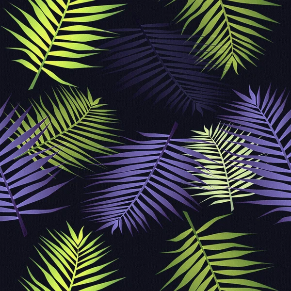 Seamless Retro Tropical Selva Palma Deixa Padrão Texturizado Fundo Azul — Fotografia de Stock