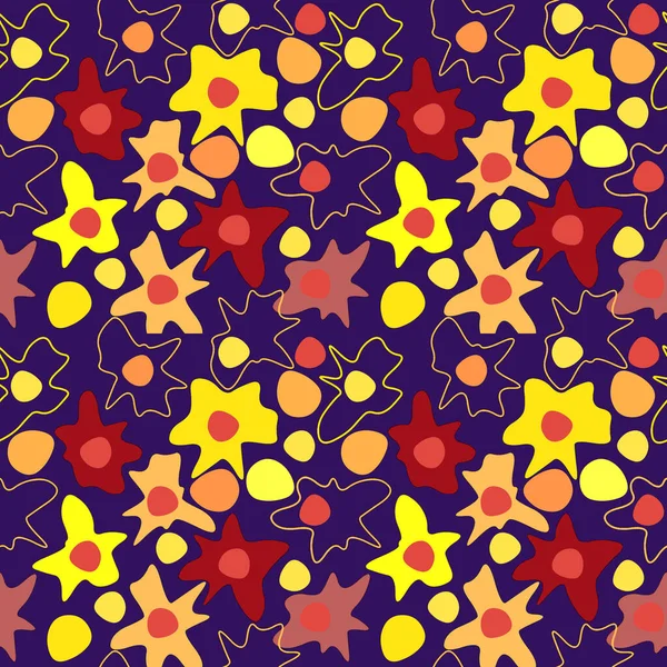 Blue Red Yellow Seamless Floral Ornamental Pattern Tiles Fabric Decor — Stock Photo, Image
