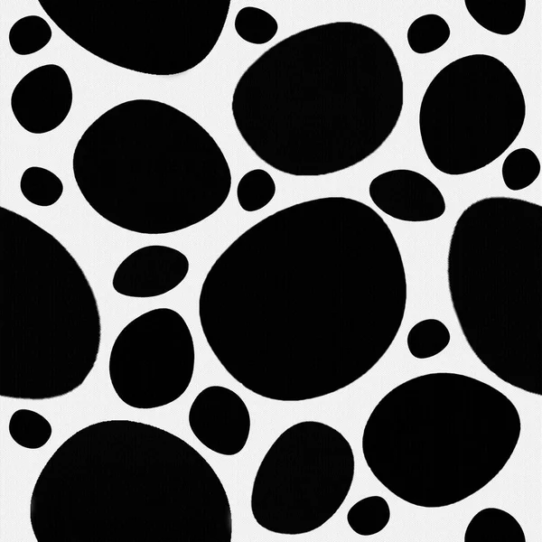 Black stone shapes isolated on white background seamless monochrome pattern. Abstract art retro mood black and white applique design for fabric, tiles, cases and bag.