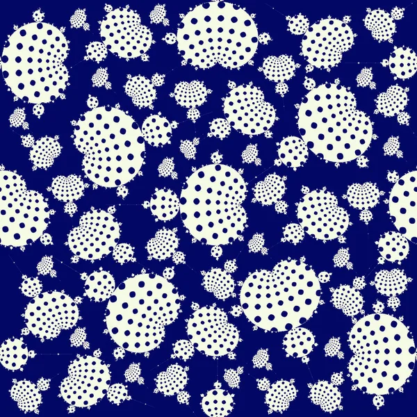 Vollständiger Satz Mandelbrot Fraktale Blauen Tupfen Auf Weißem Hintergrund Nahtloses — Stockfoto