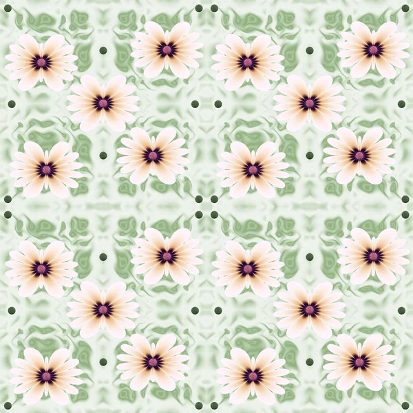 Problemfri Blomstret Mosaik Farverige Mønster Blide Geometriske Blomster Harmoniske Farver - Stock-foto