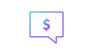 mesaj simgesi kavramı, Doları para simgesi olan ileti simgesi. Modern gradyan stilini vektör simgesi