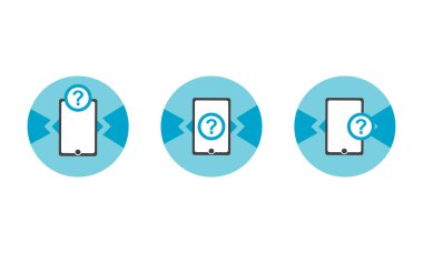 vektör simgesi. cep telefonu ve soru işareti simgesi kavramı. modern degrade stylet