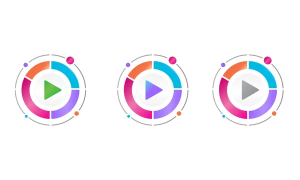 Diagramme circulaire avec icône de bouton de lecture. concept d'icône vectorielle — Image vectorielle