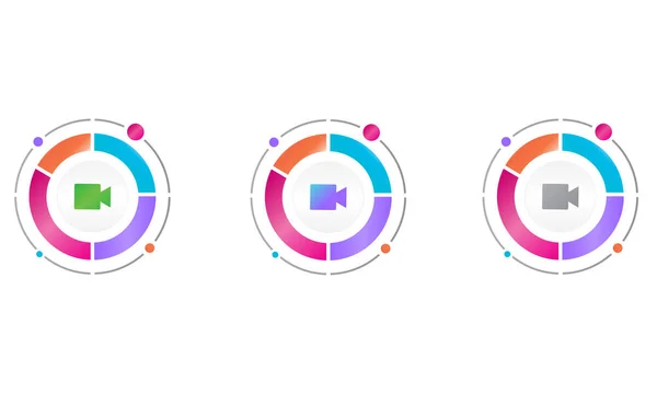 Diagramme circulaire avec icône d'enregistrement vidéo. concept d'icône vectorielle — Image vectorielle