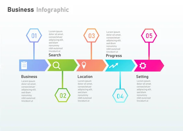 Templat Desain Infografis Heksagonal Digunakan Untuk Alur Kerja Tata Letak - Stok Vektor